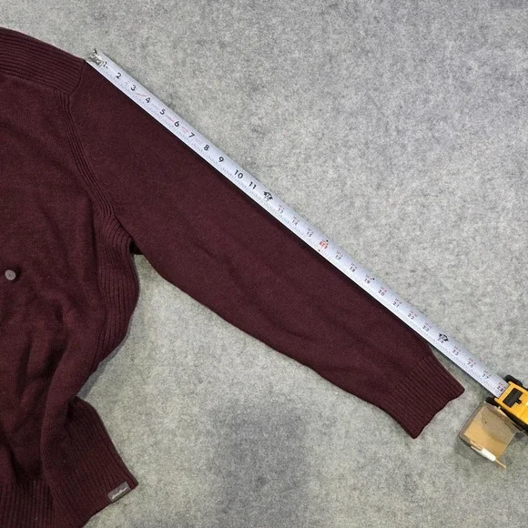 Eddie Bauer Sweater Mens Large Red 100% Cotton Henley Knit Crew Neck Pullover - Picture 9 of 13